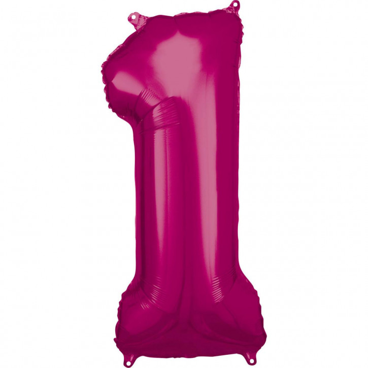 Folienballon Grosse Zahl 1 Pink