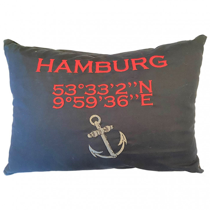 Städtekissen Hamburg mit Koordinaten