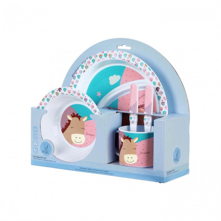 Kindergeschirr-Set Pony Pauline in Lila/ Rosa