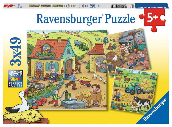 Ravensburger Puzzle 3 X 49 Teile Viel los auf dem Bauernhof