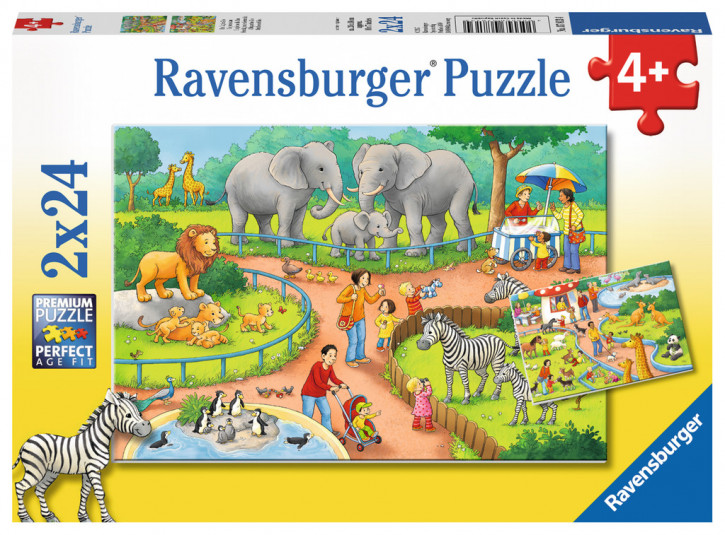 Ravensburger Puzzle 2 X 24 Teile Ein Tag im Zoo