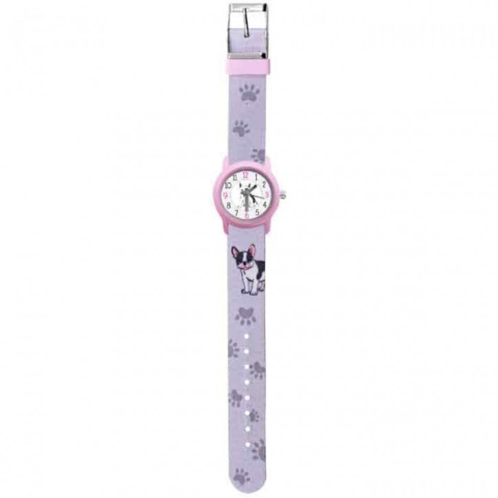 Kinderuhr mit Textilarmband Hund grau