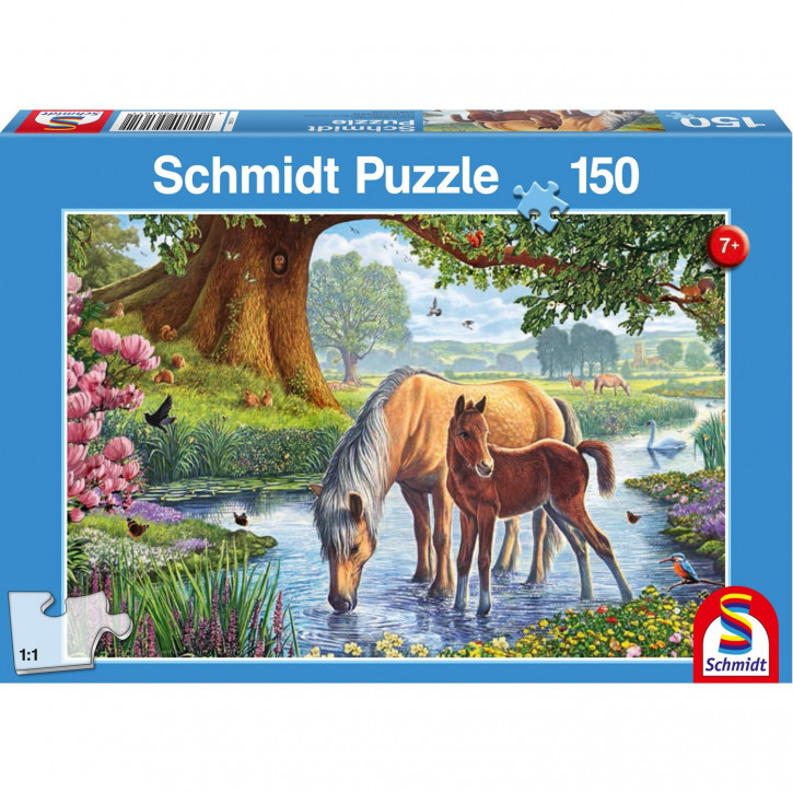 Puzzle 150 Pferde am Bach, 150 Teile