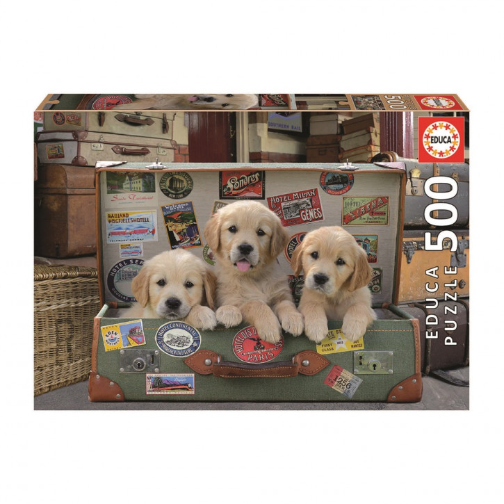 Hunde im Koffer 500 Teile Puzzle