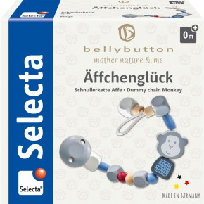 Selecta Schnullerkette Äffchenglück, blau, 22 cm